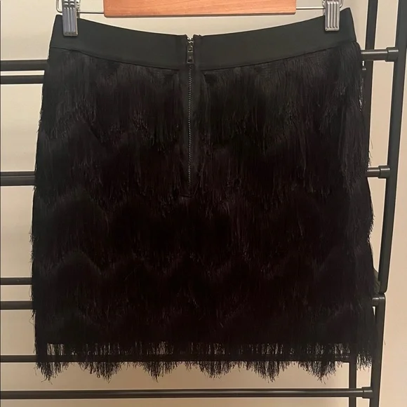 BCBGMaxAzria Black Fringe Mini Skirt - Picture 3 of 4